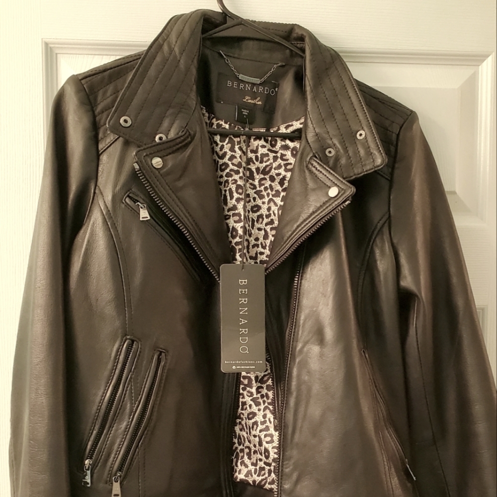 Bernardo Super Soft Black Leather Moto Jacket